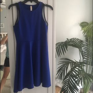 Blue Fit and Flare Dress with Racerback
